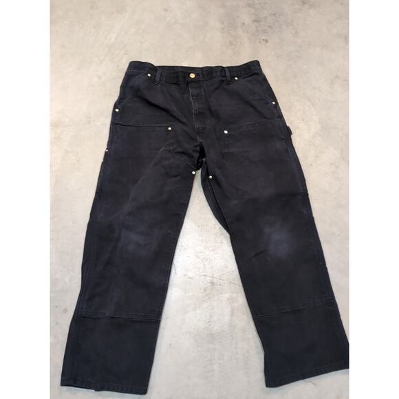 VTG Carhartt B01 BLK Double Knees Mens 40x34 (37x29) Union Made Workwear Canvas - Picture 1 of 7